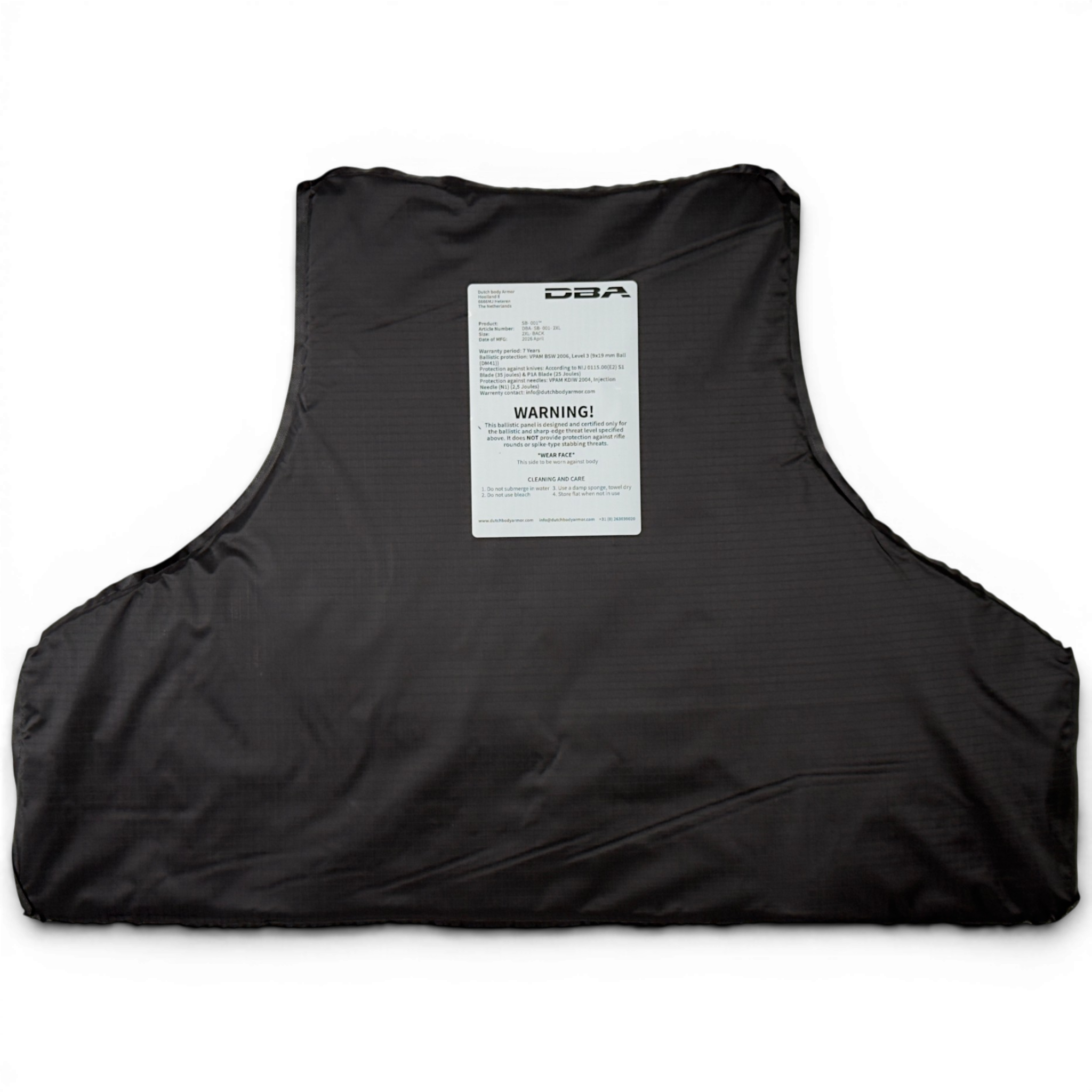 Inserts Ballistiques Souples SB001 - Dutch Body Armor - Arrière